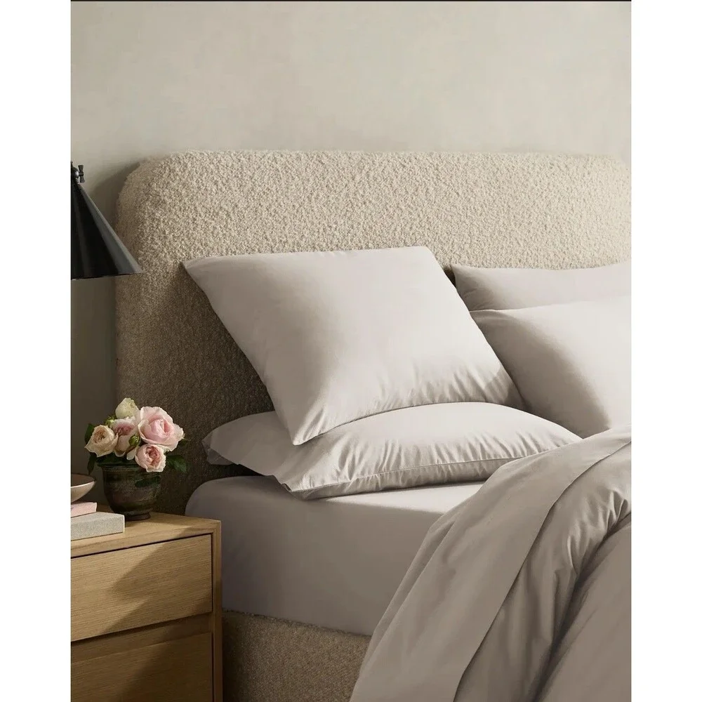 Quince Organic Crisp Percale Duvet Cover Full Queen Dove 100% Cotton $94 Retail